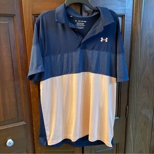 Under Armour Tech Performance Playoff Polo Mens 2XL 1370668 Blue/peach Loose Fit